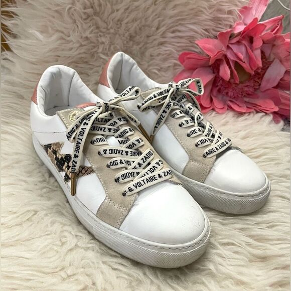 Zadig & Voltaire ZV1747 Wild Low Top Sneakers Leather 38 US 7 - Picture 1 of 13
